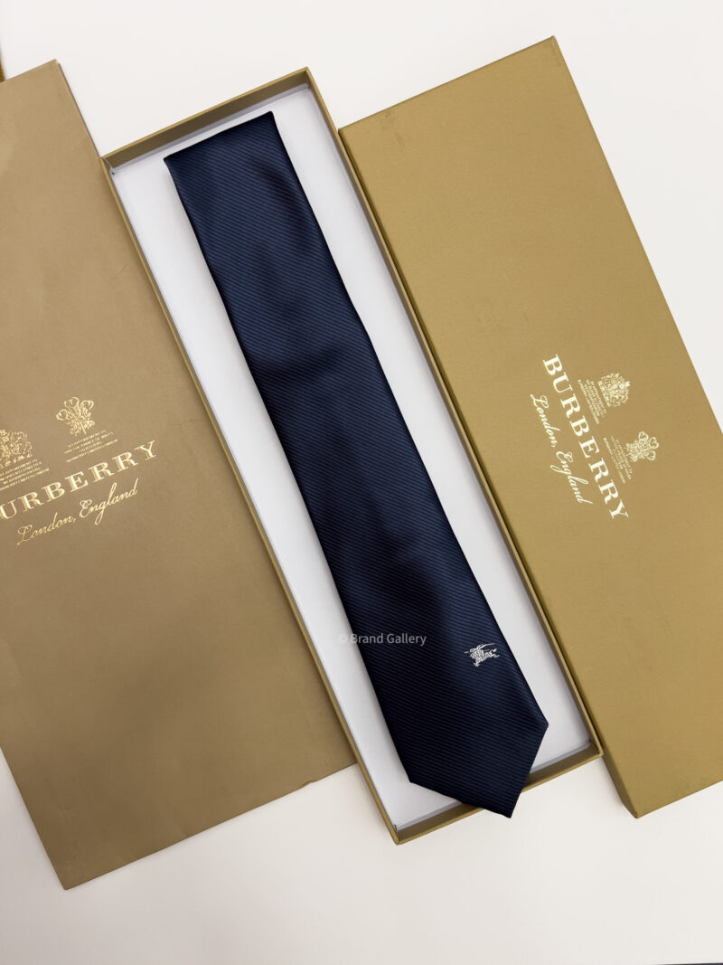 Burberry Navy ENGRAVED SILK TIE