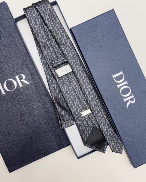 Dior Grey D PATTERN SILK TIE