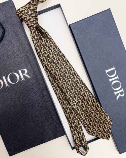 Dior Gold D PATTERN SILK TIE