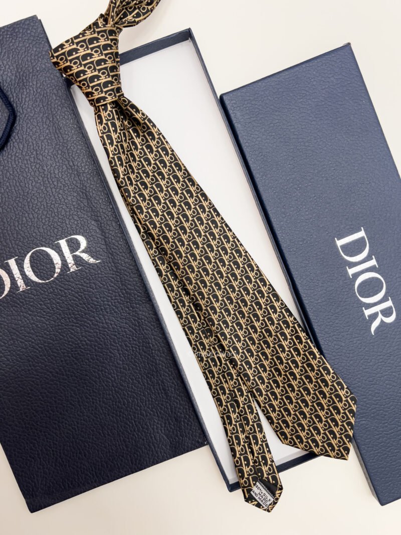 Dior Gold D PATTERN SILK TIE
