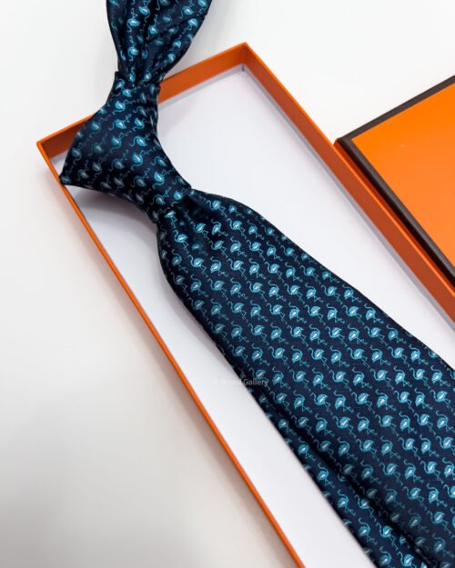 Hermes SWAN PATTERN SILK TIE
