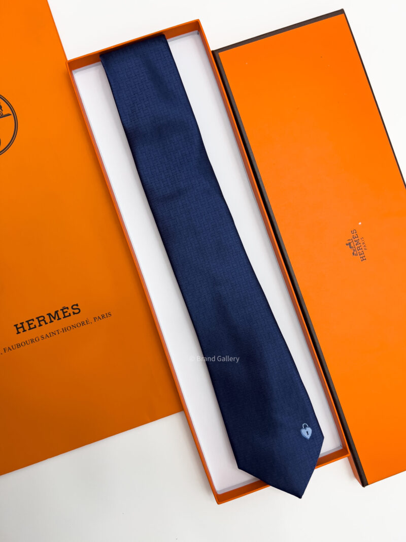 Hermes HEART H PATTERN SILK TIE