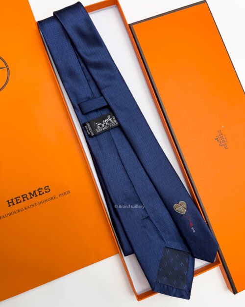 Hermes HEART H PATTERN SILK TIE