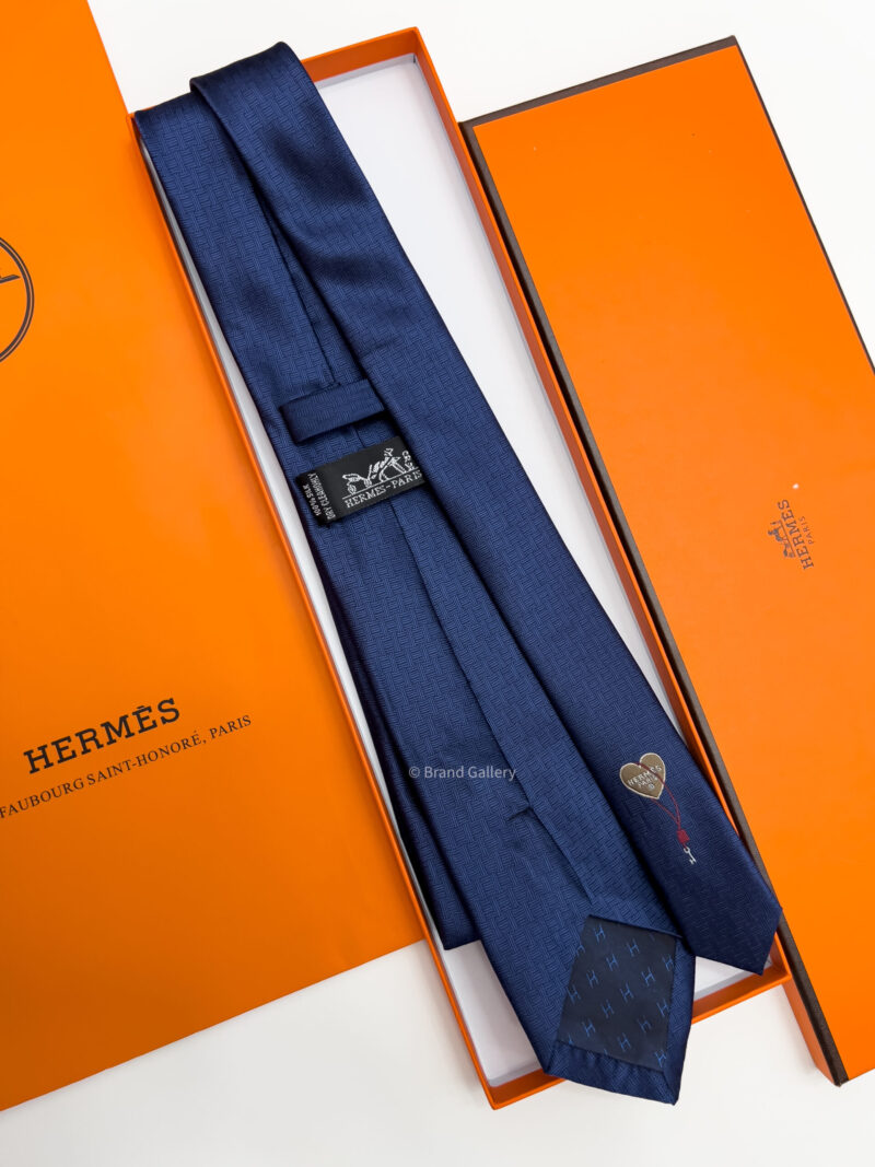 Hermes HEART H PATTERN SILK TIE