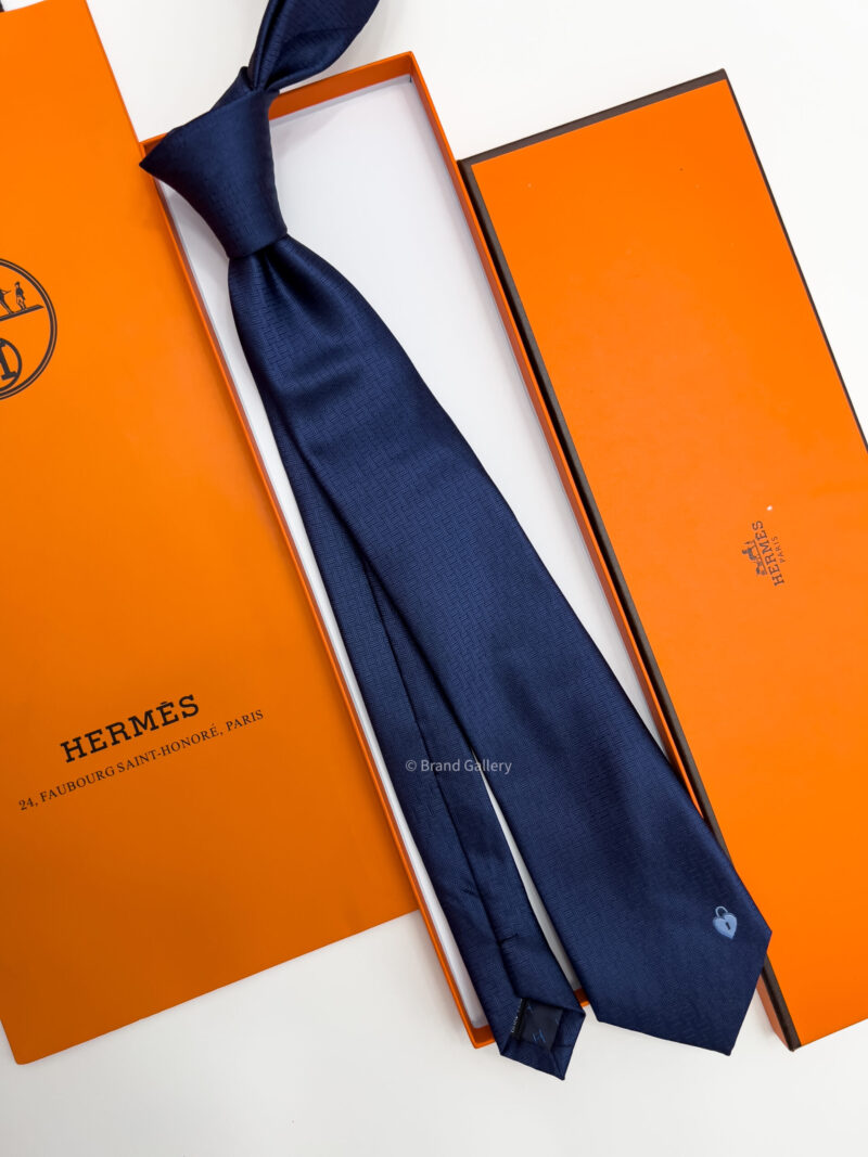 Hermes HEART H PATTERN SILK TIE