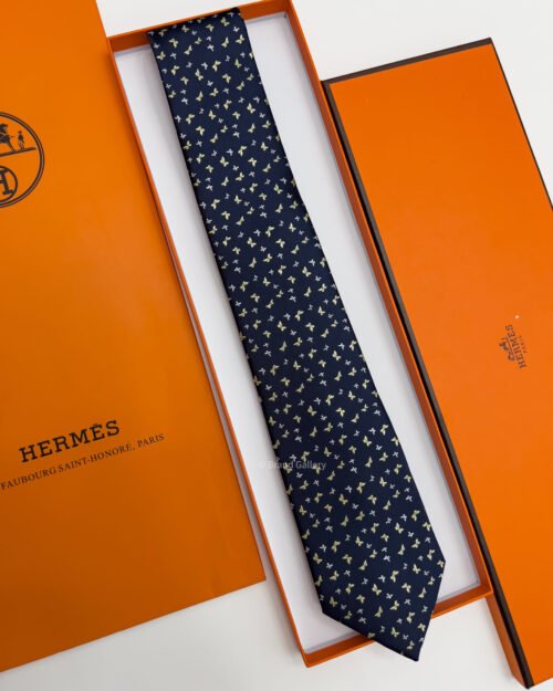 Hermes BUTTERFLY PATTERN SILK TIE
