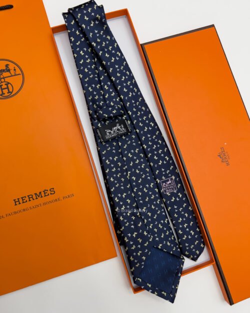 Hermes BUTTERFLY PATTERN SILK TIE