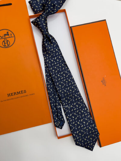 Hermes BUTTERFLY PATTERN SILK TIE