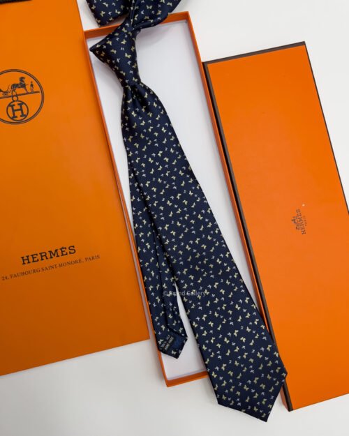 Hermes BUTTERFLY PATTERN SILK TIE