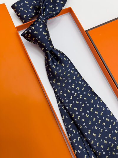 Hermes BUTTERFLY PATTERN SILK TIE