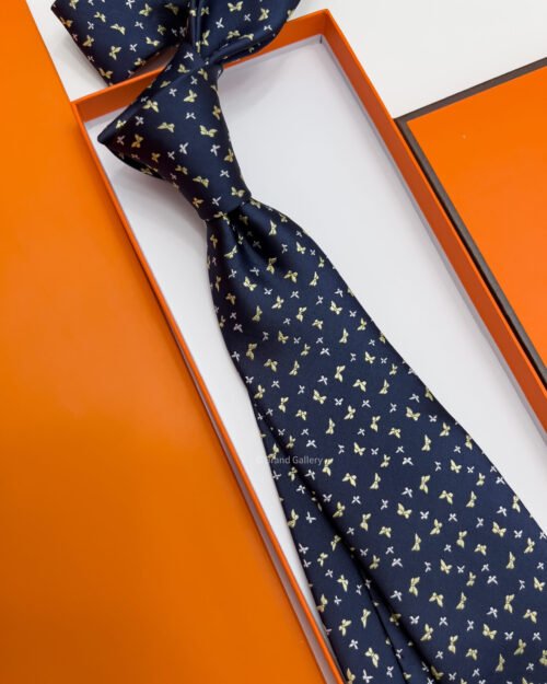 Hermes BUTTERFLY PATTERN SILK TIE