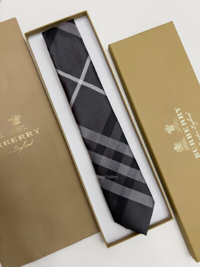 Burberry Charcoal CHECK SILK TIE