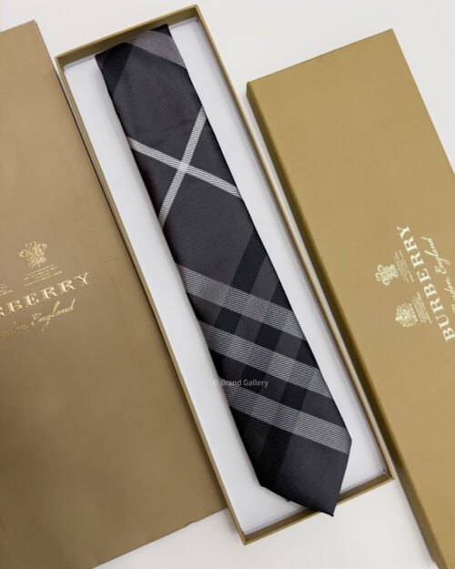 Burberry Charcoal CHECK SILK TIE