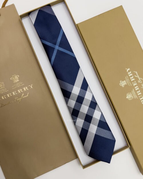 Burberry Navy CHECK SILK TIE