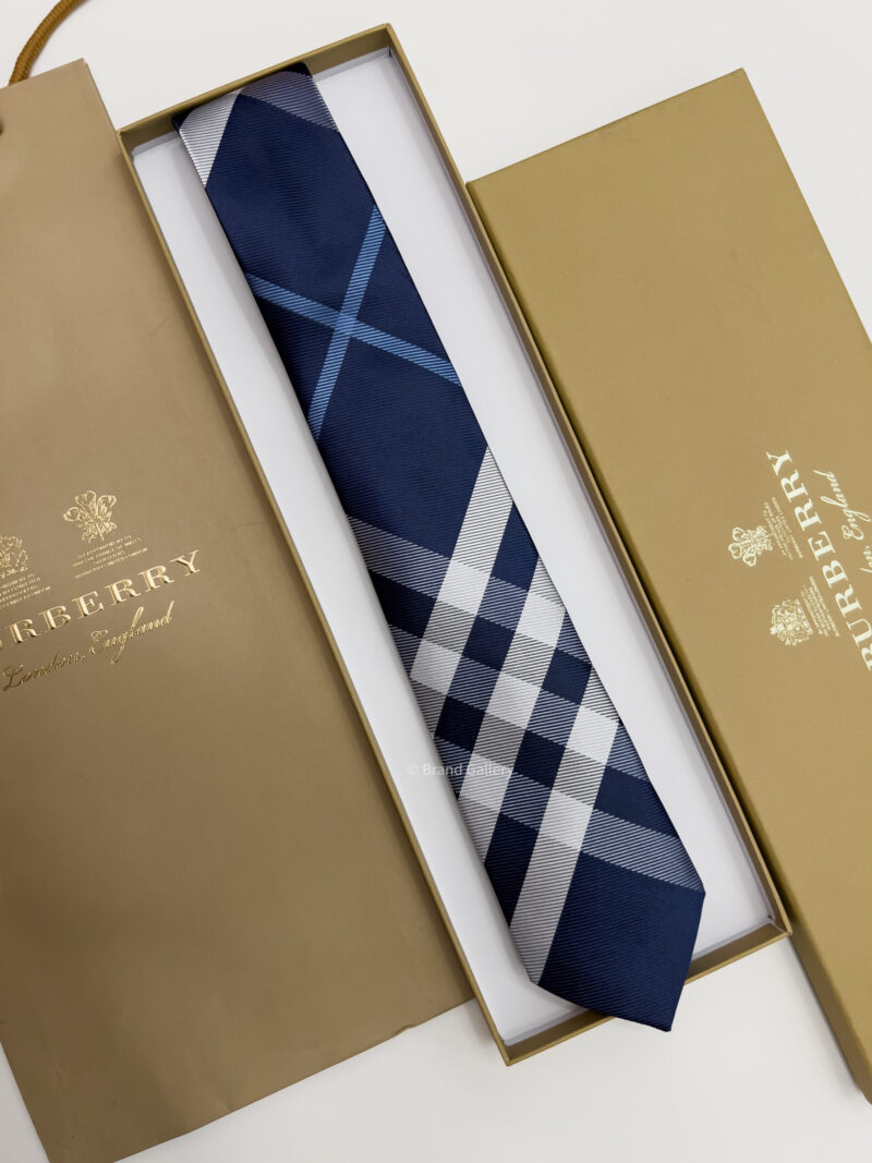 Burberry Navy CHECK SILK TIE