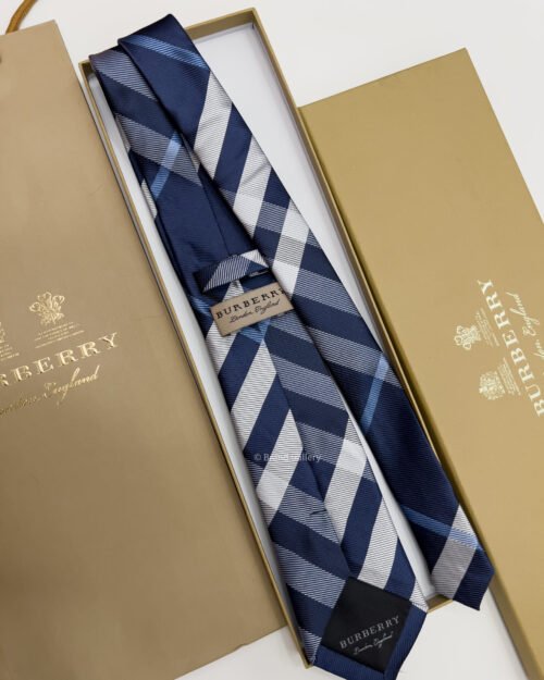 Burberry Navy CHECK SILK TIE