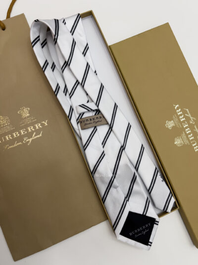 Burberry White REGIMENTAL SILK TIE