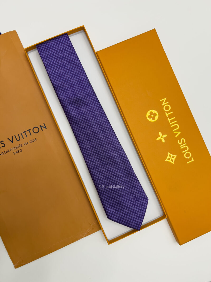 Louis Vuitton Purple MICRO DAMIER SILK TIE