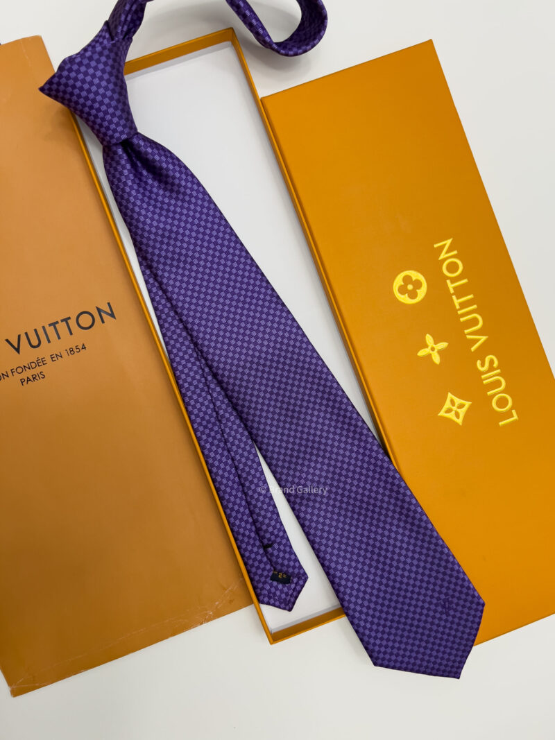 Louis Vuitton Purple MICRO DAMIER SILK TIE