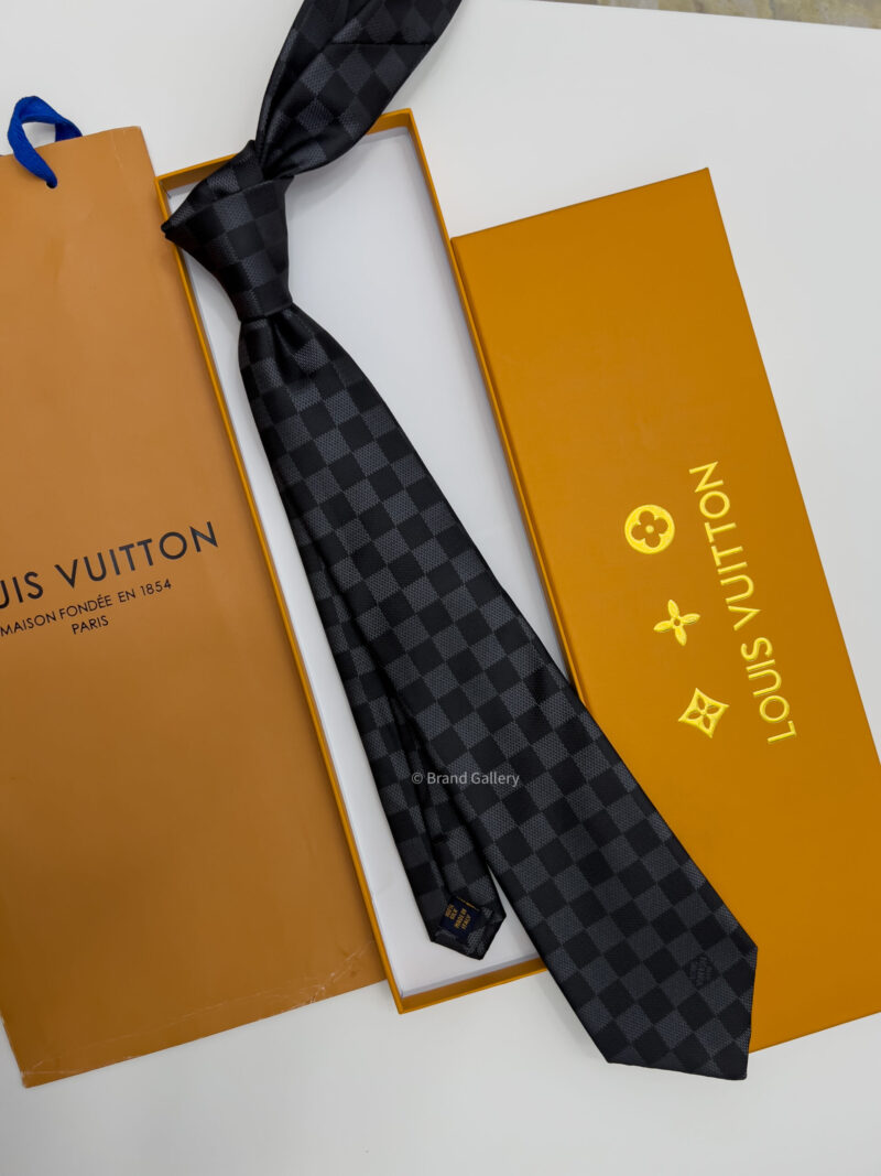 Louis Vuitton Black DAMIER SILK TIE