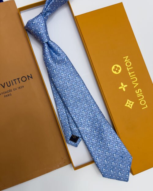 Louis Vuitton Sky Blue VINTAGE BEAR SILK TIE