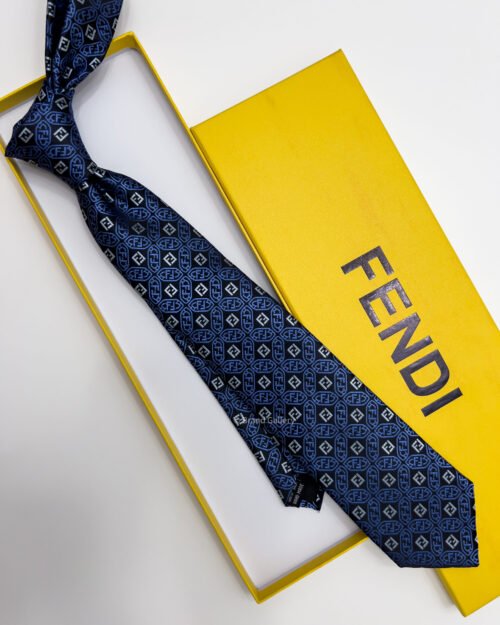FENDI - Blue FF SILK TIE