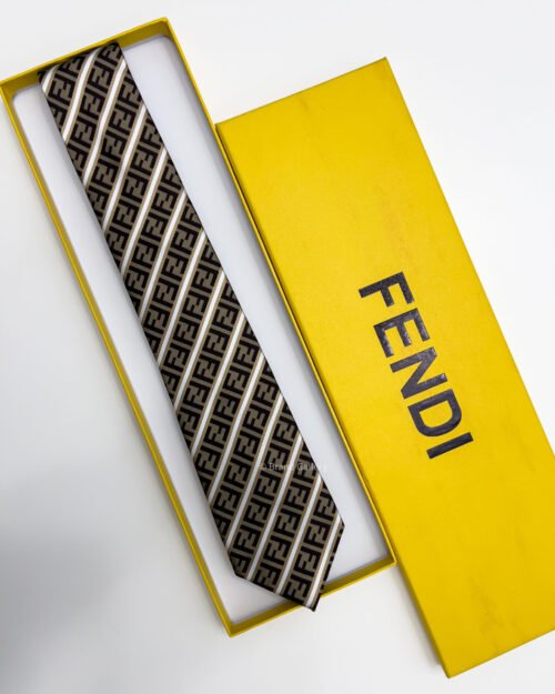 Fendi Coffee LINED FF SILK TIE