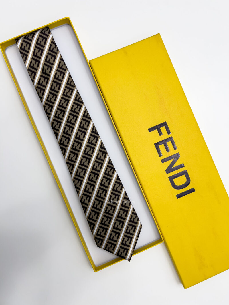 Fendi Coffee LINED FF SILK TIE