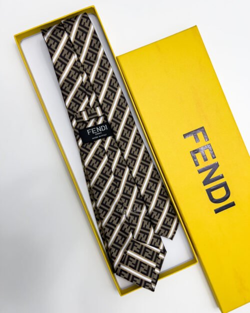 Fendi Coffee LINED FF SILK TIE