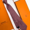 Hermes Dark Red H STAIRS PATTERN SILK TIE