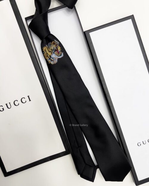 Gucci Black TIGER SILK TIE