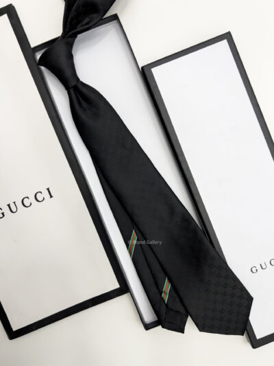 Gucci Black GG PATTERN SILK TIE