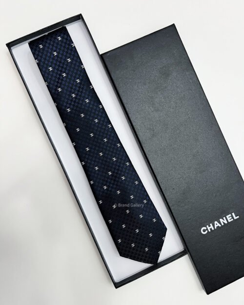 Chanel Navy CC PATTERN SILK TIE