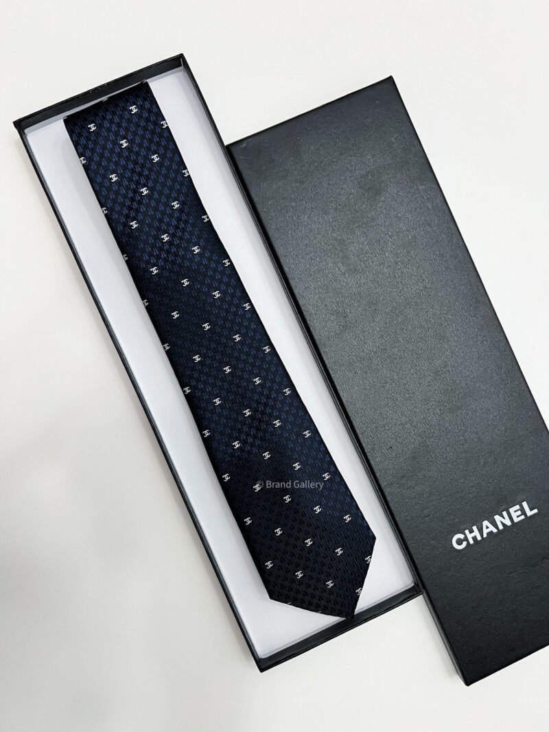 Chanel Navy CC PATTERN SILK TIE