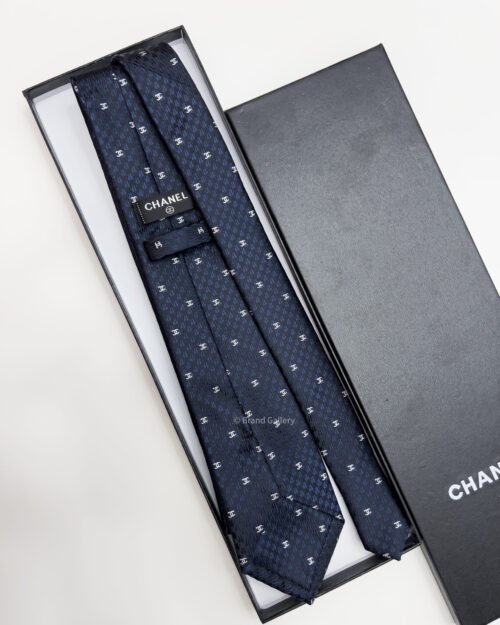 Chanel Navy CC PATTERN SILK TIE