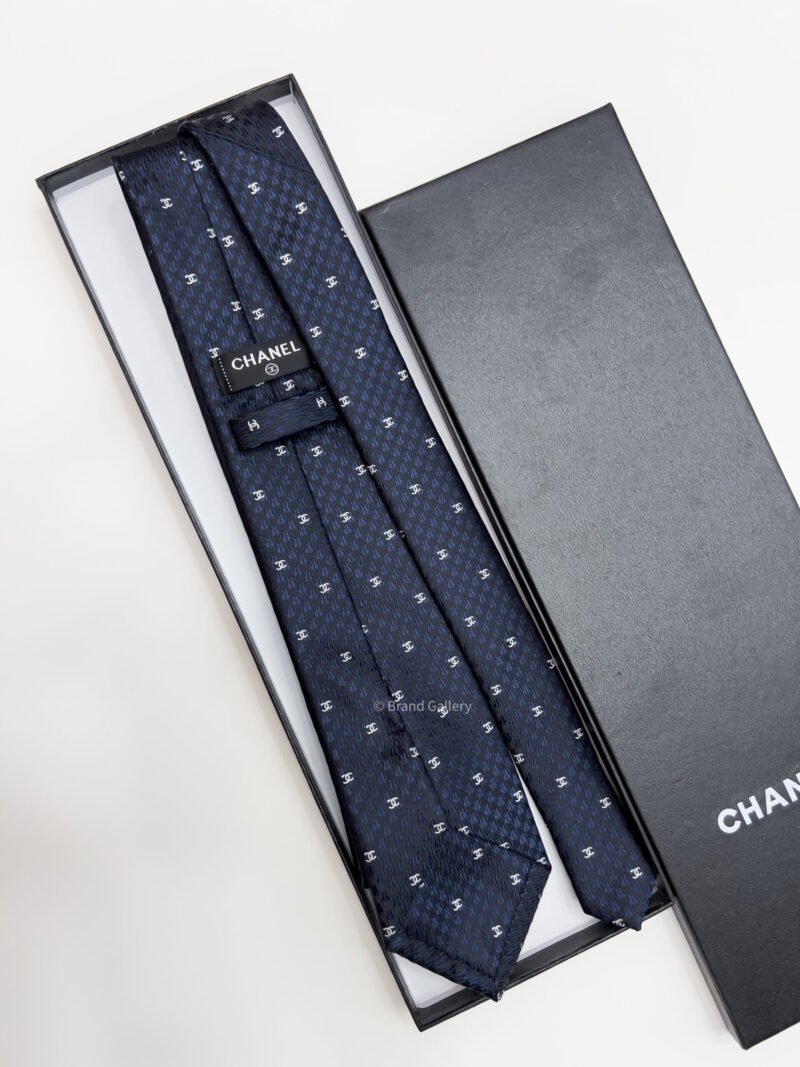Chanel Navy CC PATTERN SILK TIE