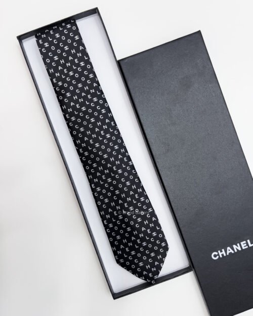 Chanel Black CHANEL PATTERN SILK TIE
