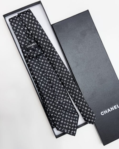 Chanel Black CHANEL PATTERN SILK TIE