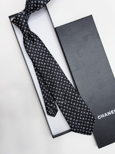 Chanel Black CHANEL PATTERN SILK TIE