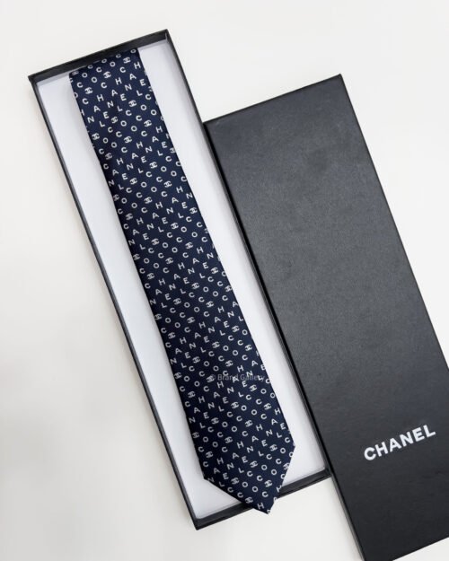 Chanel Navy CHANEL PATTERN SILK TIE