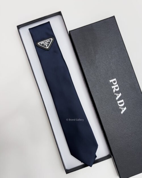 Prada Blue TRIANGLE LOGO SILK TIE