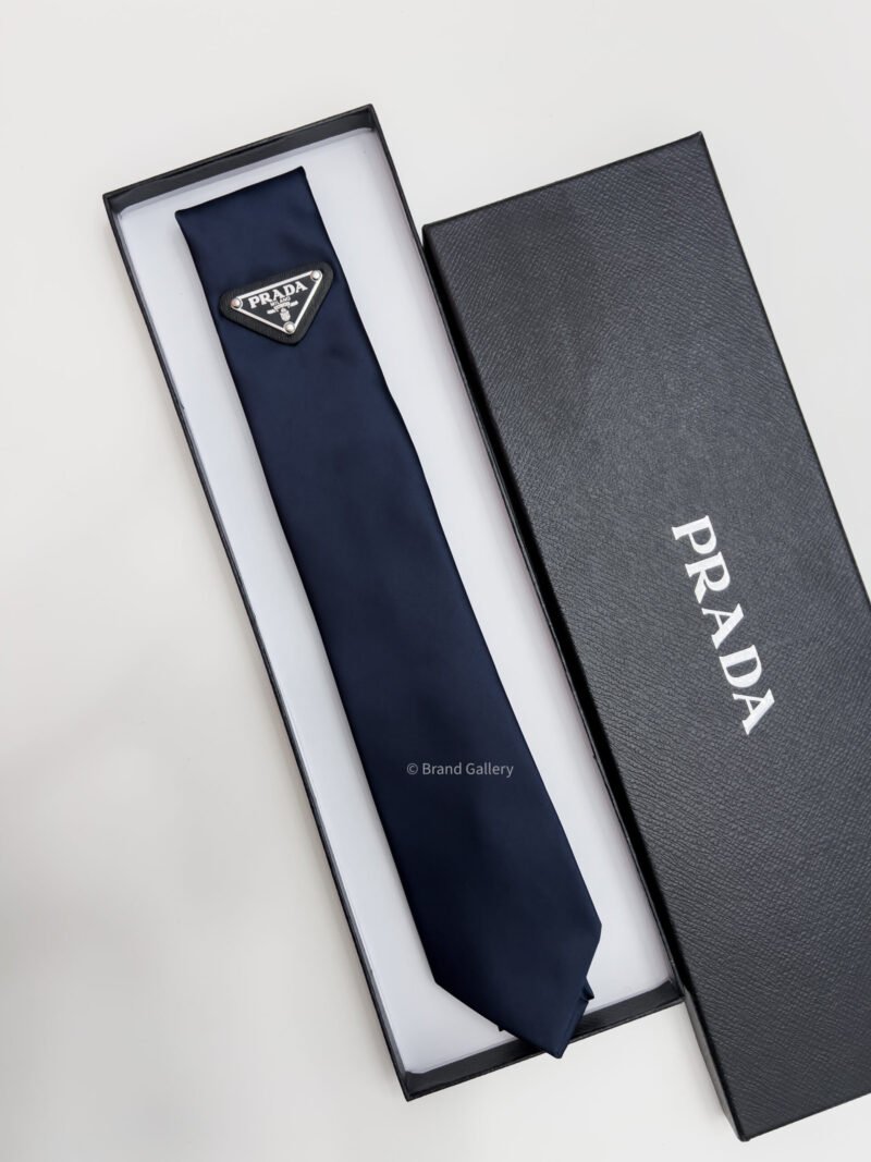 Prada Blue TRIANGLE LOGO SILK TIE