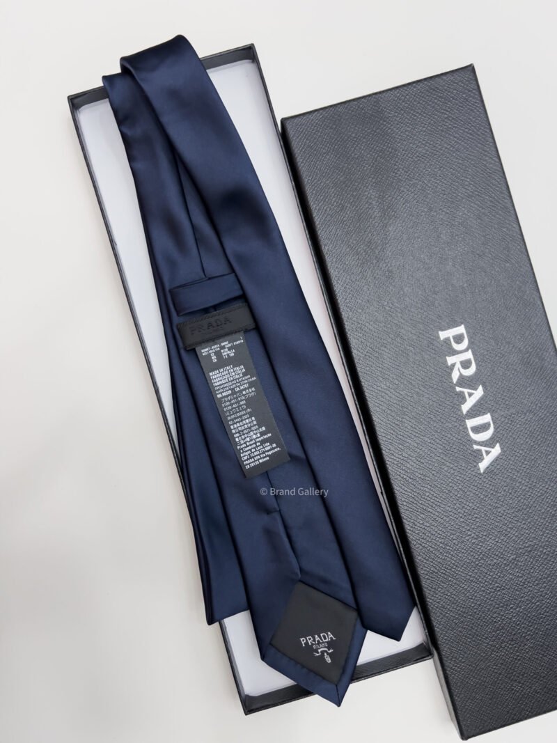 Prada Blue TRIANGLE LOGO SILK TIE
