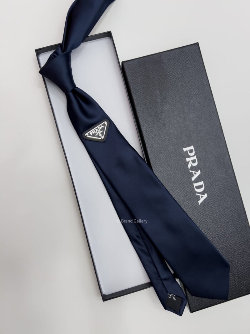 Prada Blue TRIANGLE LOGO SILK TIE