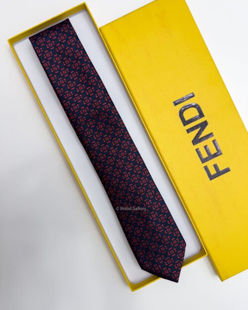 Fendi Navy CHECK FF SILK TIE