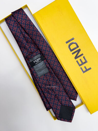 Fendi Navy CHECK FF SILK TIE