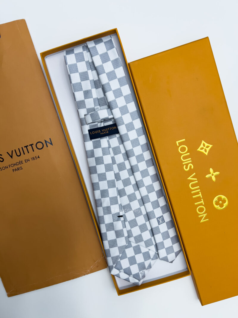 Louis Vuitton White DAMIER SILK TIE