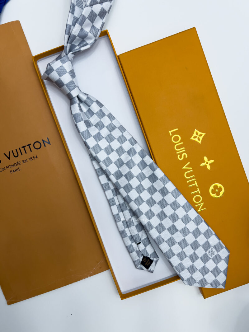 Louis Vuitton White DAMIER SILK TIE