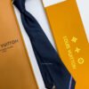 Louis Vuitton Navy BOTTOM LV STRIP SILK TIE