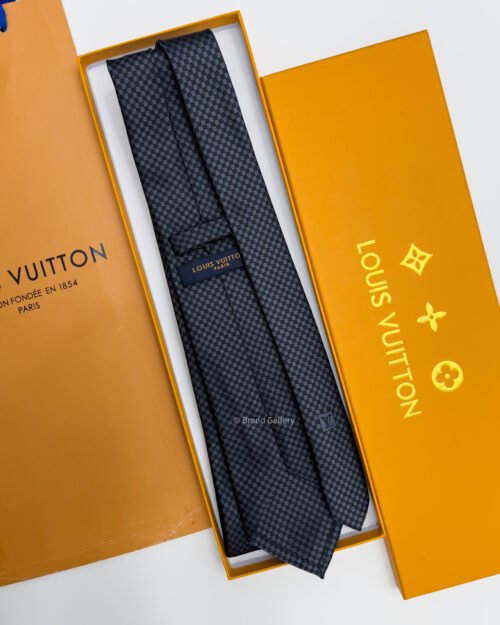 Louis Vuitton Black MICRO DAMIER SILK TIE